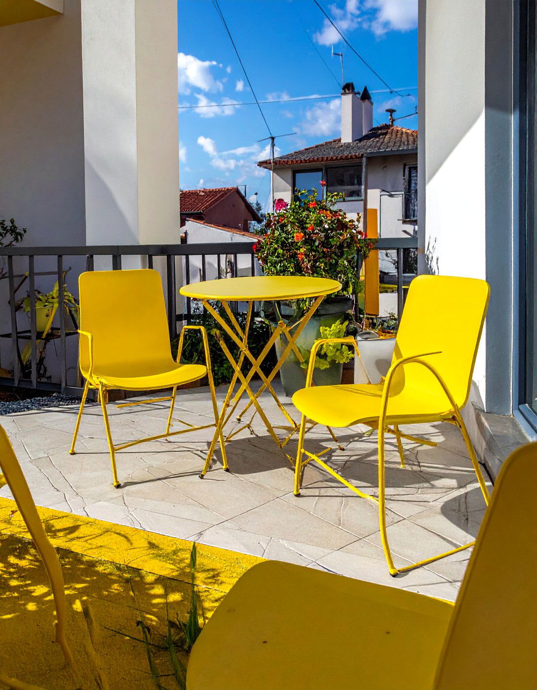 Use of Lightweight Movable Small Patio Furniture - 40 Small Patio Ideas to Maximize Your Outdoor Space