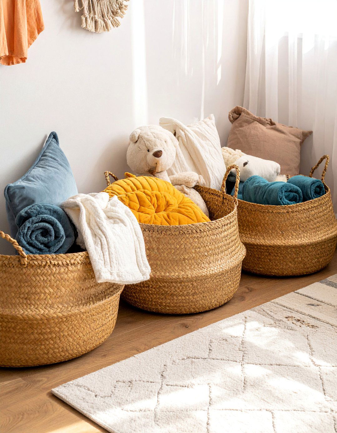 Use of Natural Baskets for Boho Nursery Storage - 30 Boho Nursery Ideas for a Cozy and Stylish Space