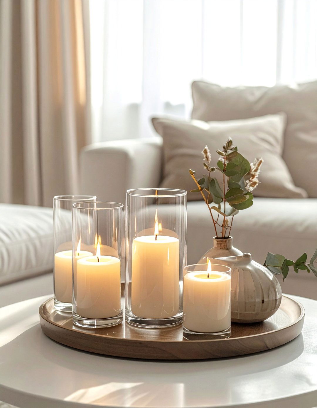 Using Candles and Candle Holders - 40 Cozy Living Room Ideas to Transform Your Space
