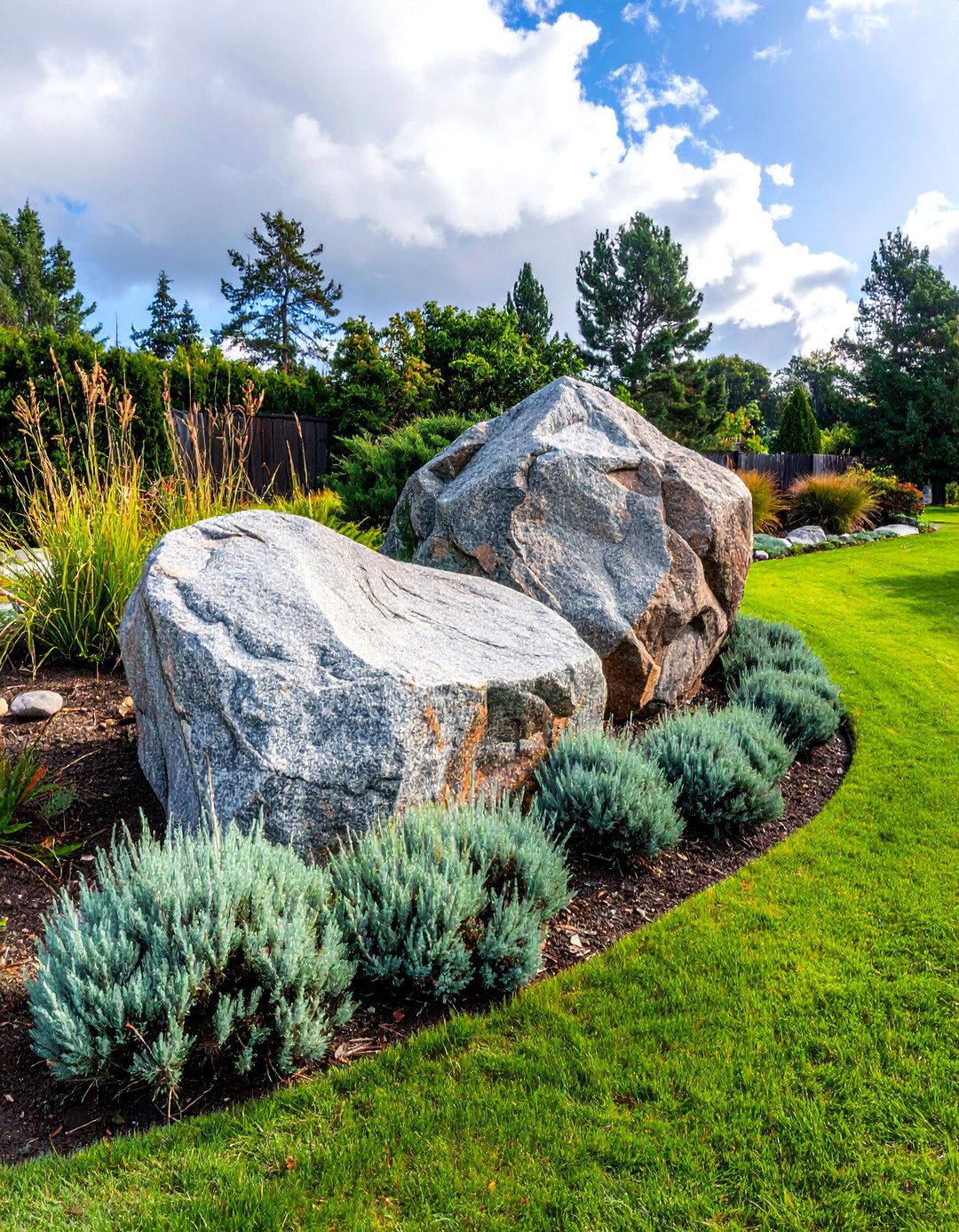 Using Large Boulders for a Naturalistic Corner Design - 30 Corner Landscaping Ideas for a Beautiful Yard