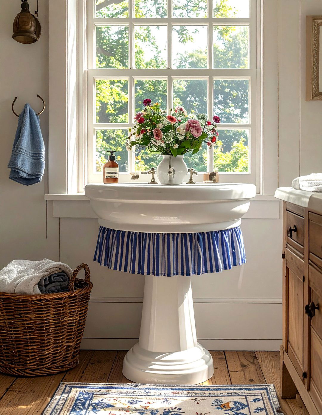 Using Skirted Tables and Sinks - 30 Cottage Decorating Ideas for a Charming Home
