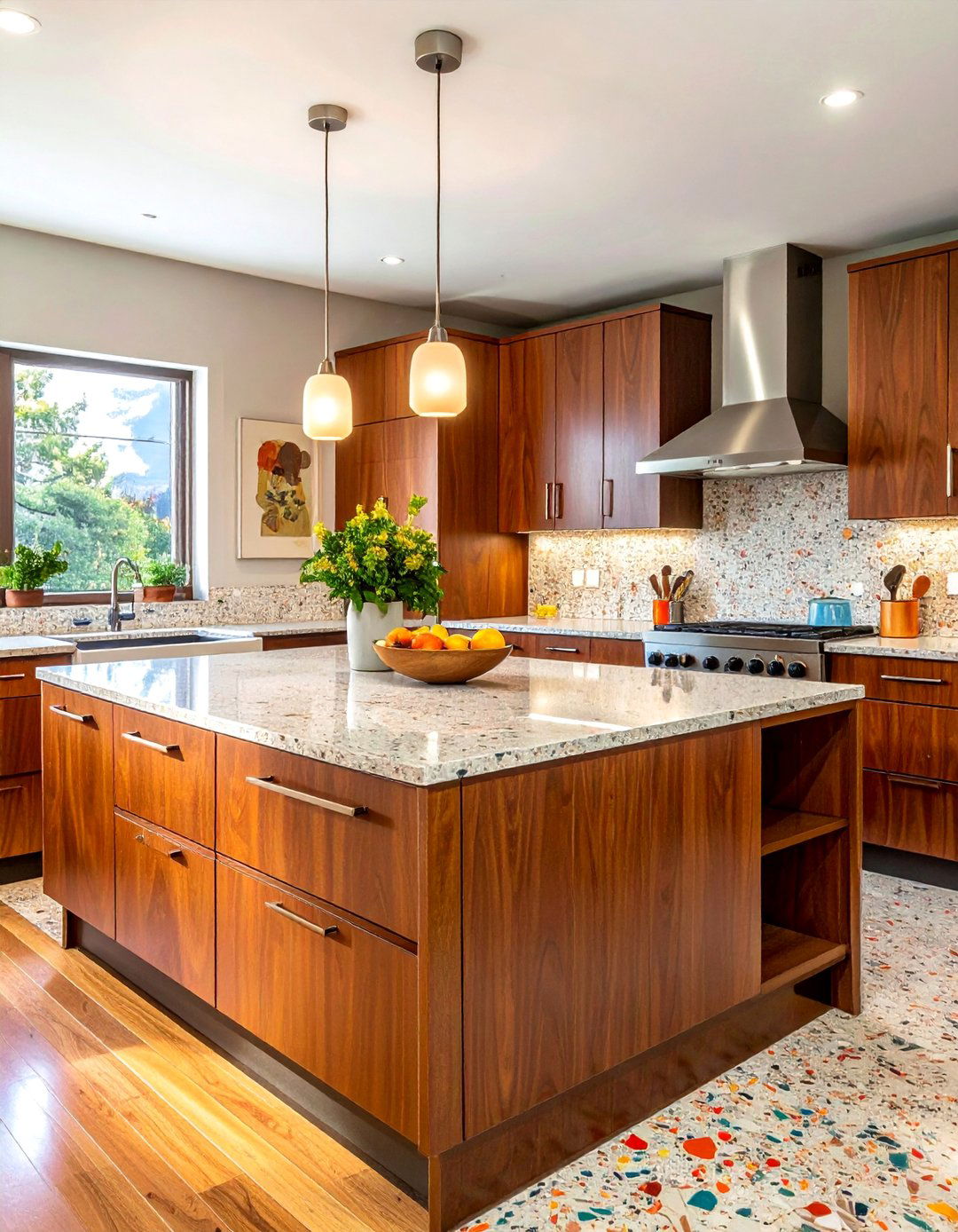 Using Terrazzo Countertops for a Mid century Modern Kitchen - 40 Mid-century Modern Kitchen Ideas for a Retro Vibe