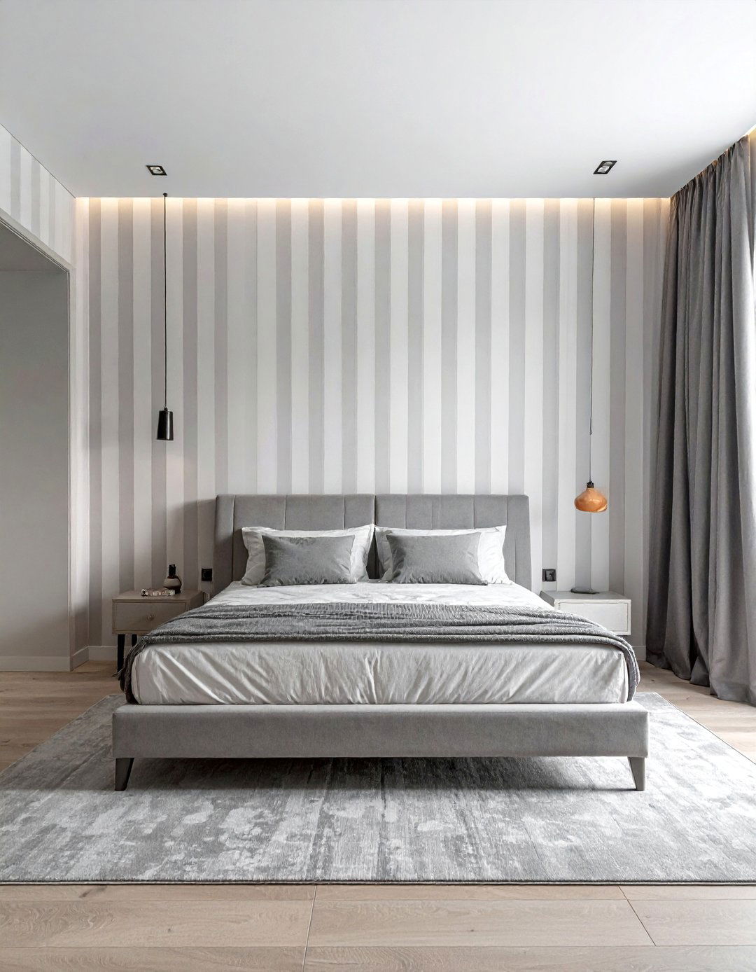 Using Vertical Stripes to Elongate Walls - 40 Small Bedroom Ideas for Cozy and Functional Spaces