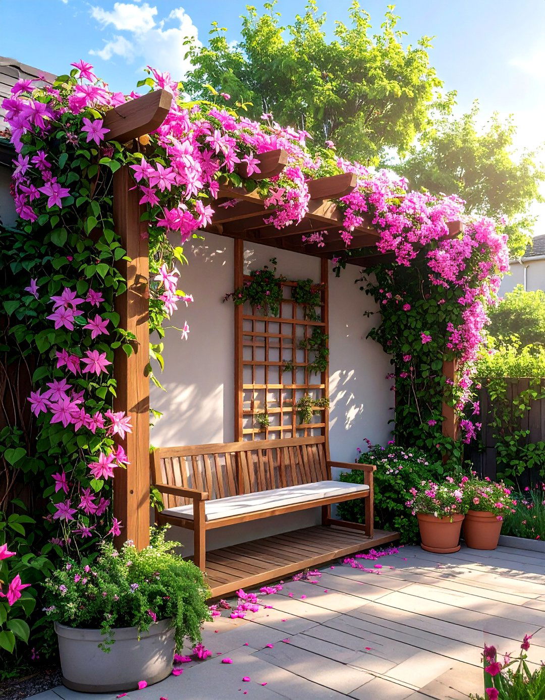 Using a Trellis for a Small Patio Garden - 40 Small Patio Ideas to Maximize Your Outdoor Space