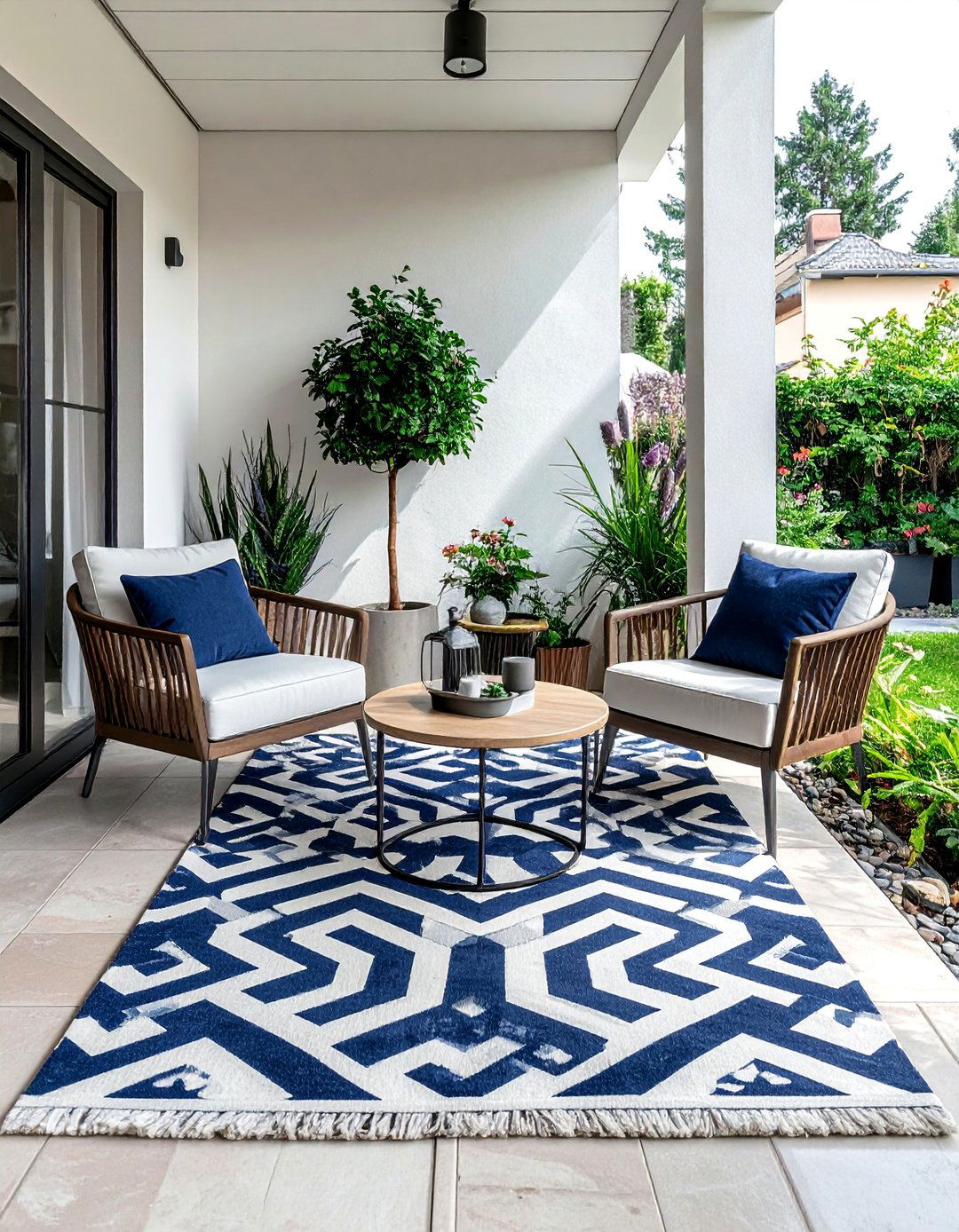 Using an Outdoor Rug to Define a Small Patio - 40 Small Patio Ideas to Maximize Your Outdoor Space