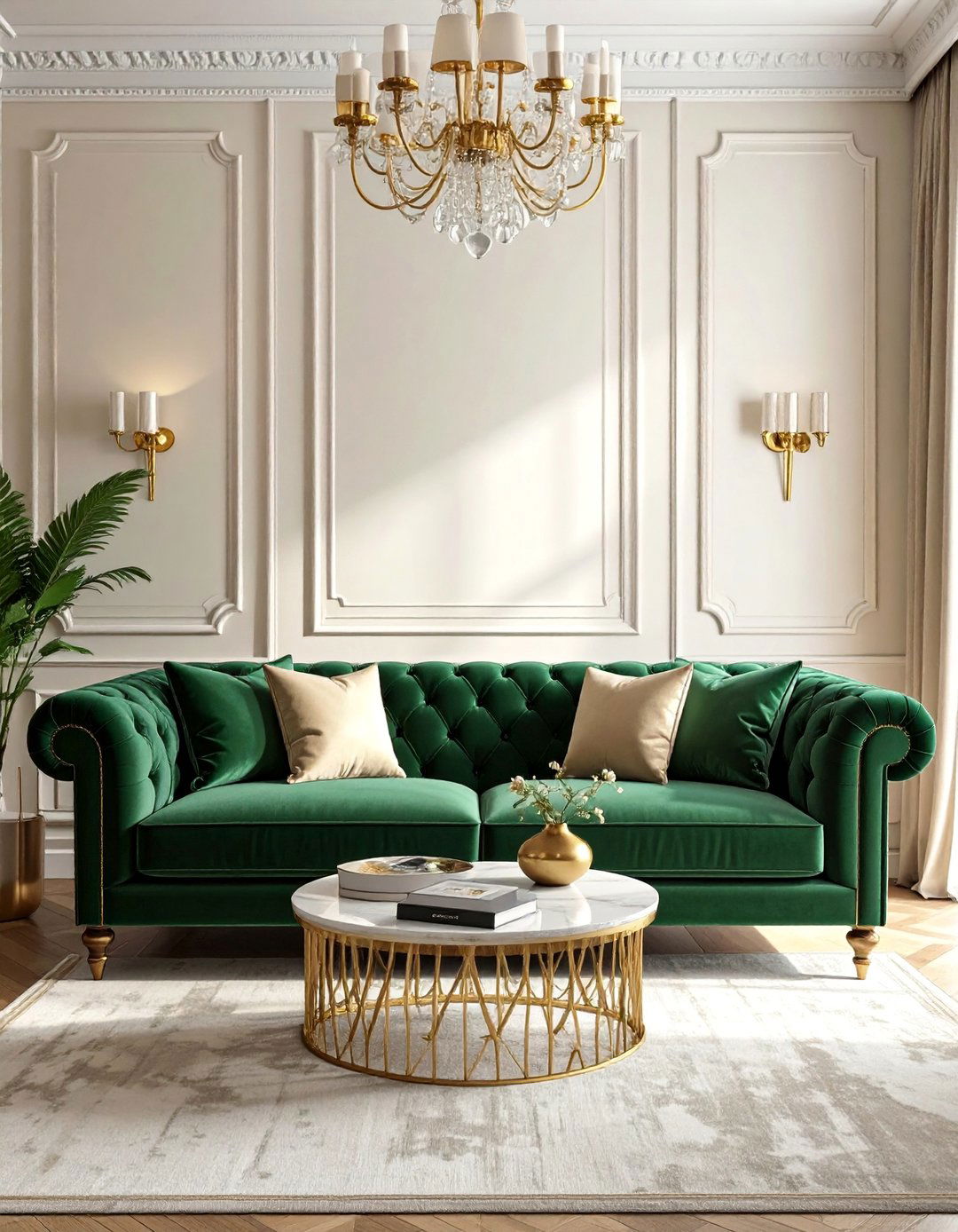 Velvet for a Luxurious Touch - 25 Sage Green and Cream Living Room Ideas