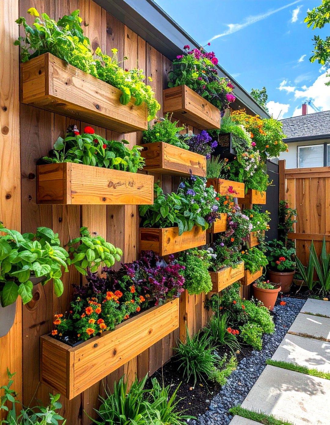 Vertical Container Gardens - 40 Small Backyard Ideas to Transform Your Outdoor Space