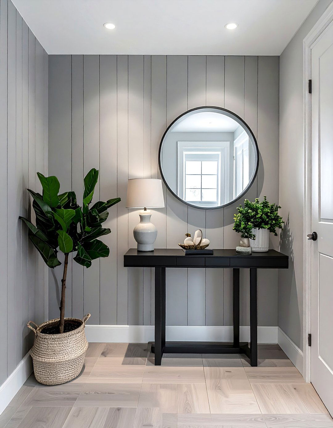 Vertical Shiplap Accent Wall in an Entryway - 40 Shiplap Accent Wall Ideas for Modern Home Decor