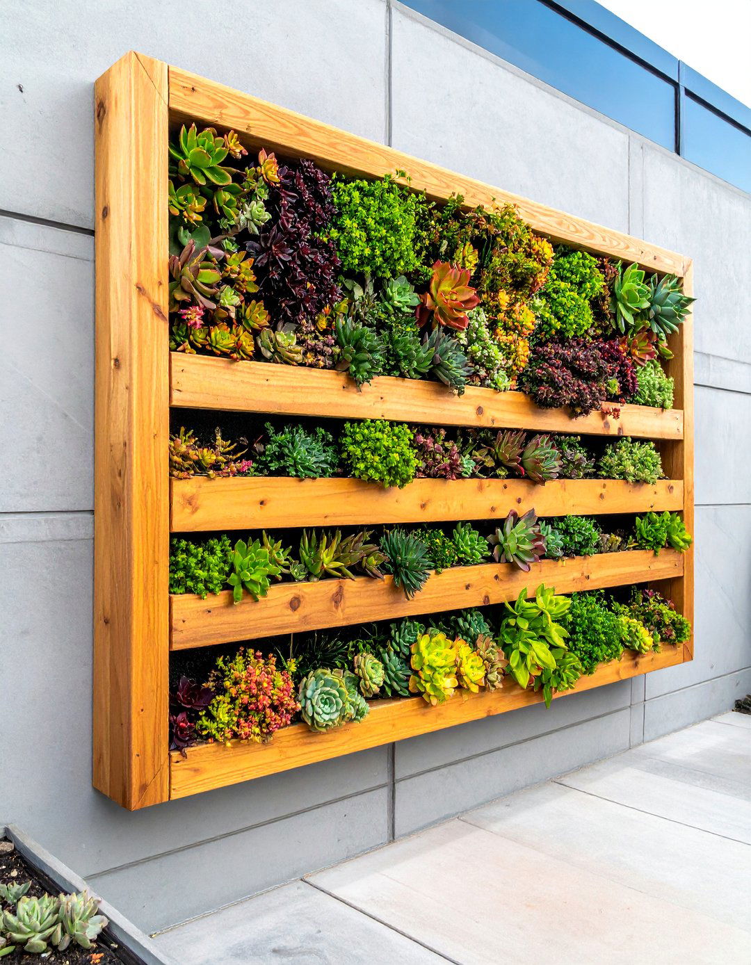 Vertical Succulent Wall Planter Box - 30 Planter Box Ideas for Beautiful Gardens