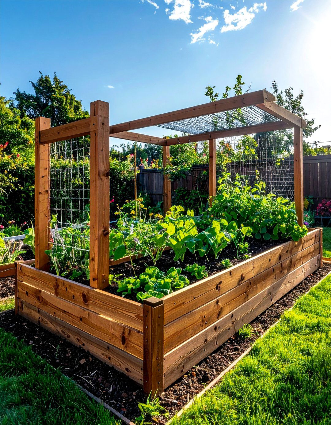 Vertical Trellis Integration System - 40 Raised Garden Bed Ideas for Your Vegetable Garden
