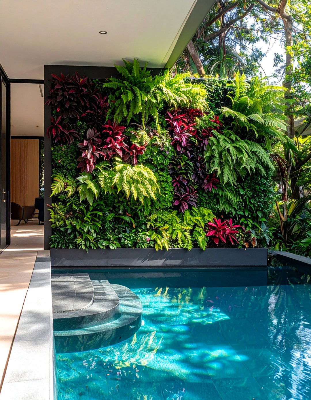 Vertical Wall Garden Pool Planters - 30 Pool Planter Ideas for a Lush Backyard Oasis