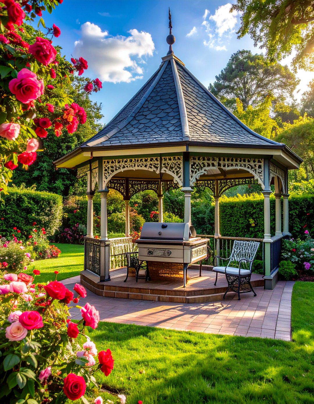 Victorian Garden BBQ Pavilion - 40 Amazing BBQ Area Ideas for Outdoor Living