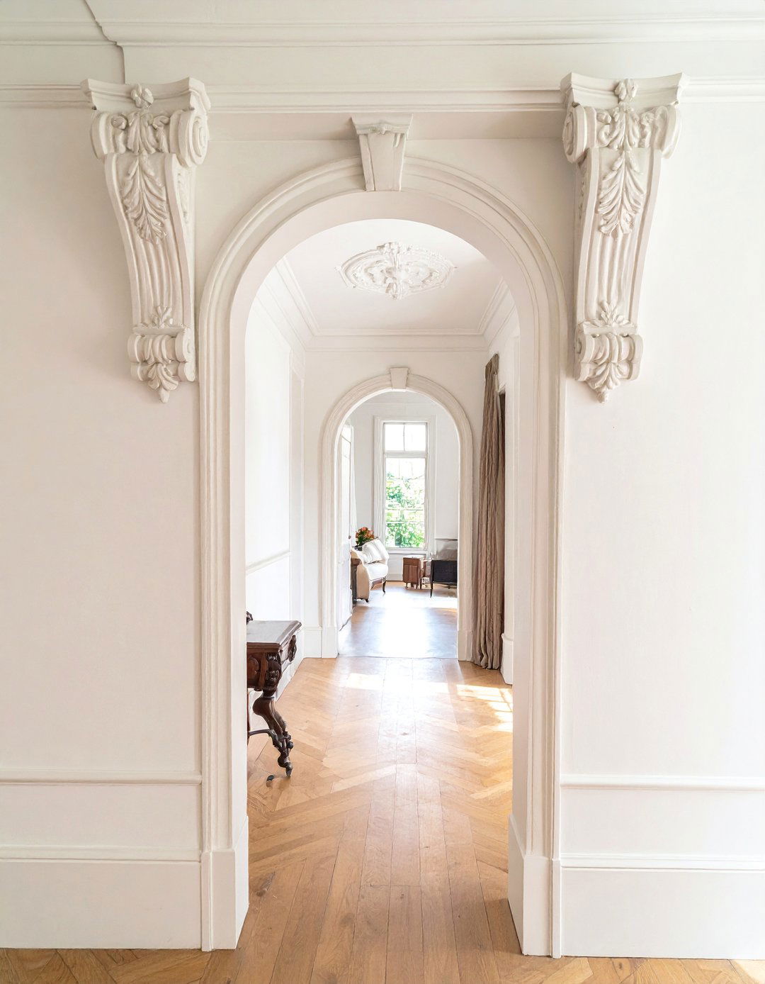 Victorian Hallway Enhanced with Plaster Corbels - 20 Victorian Hallway Ideas for Timeless Elegance