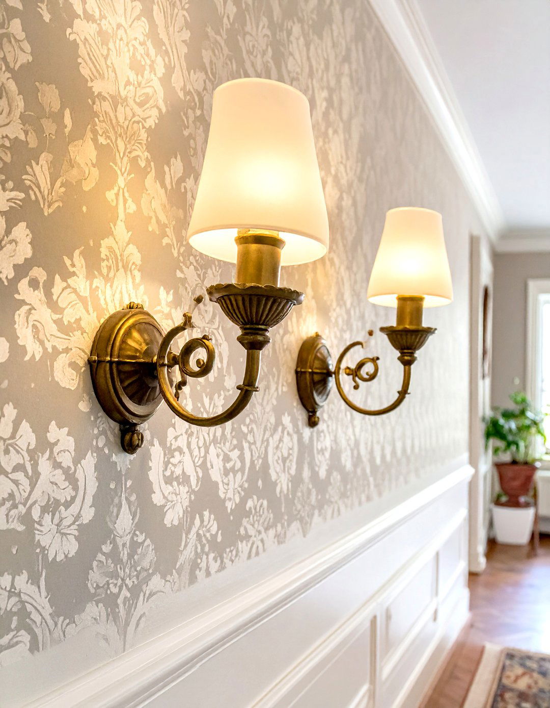 Victorian Hallway with Gas Style Wall Sconces - 20 Victorian Hallway Ideas for Timeless Elegance