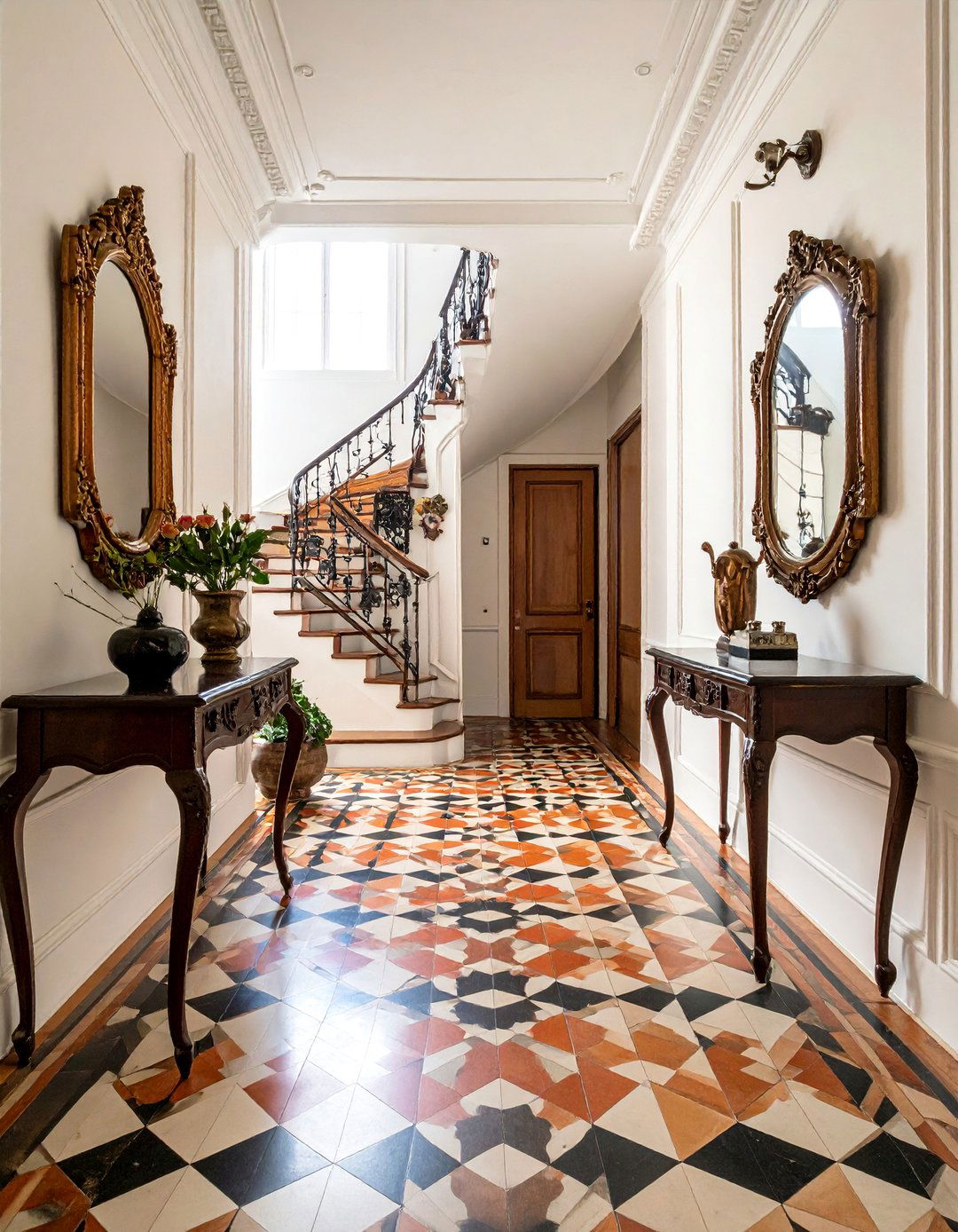 Victorian Hallway with Geometric Tiled Flooring - 20 Victorian Hallway Ideas for Timeless Elegance