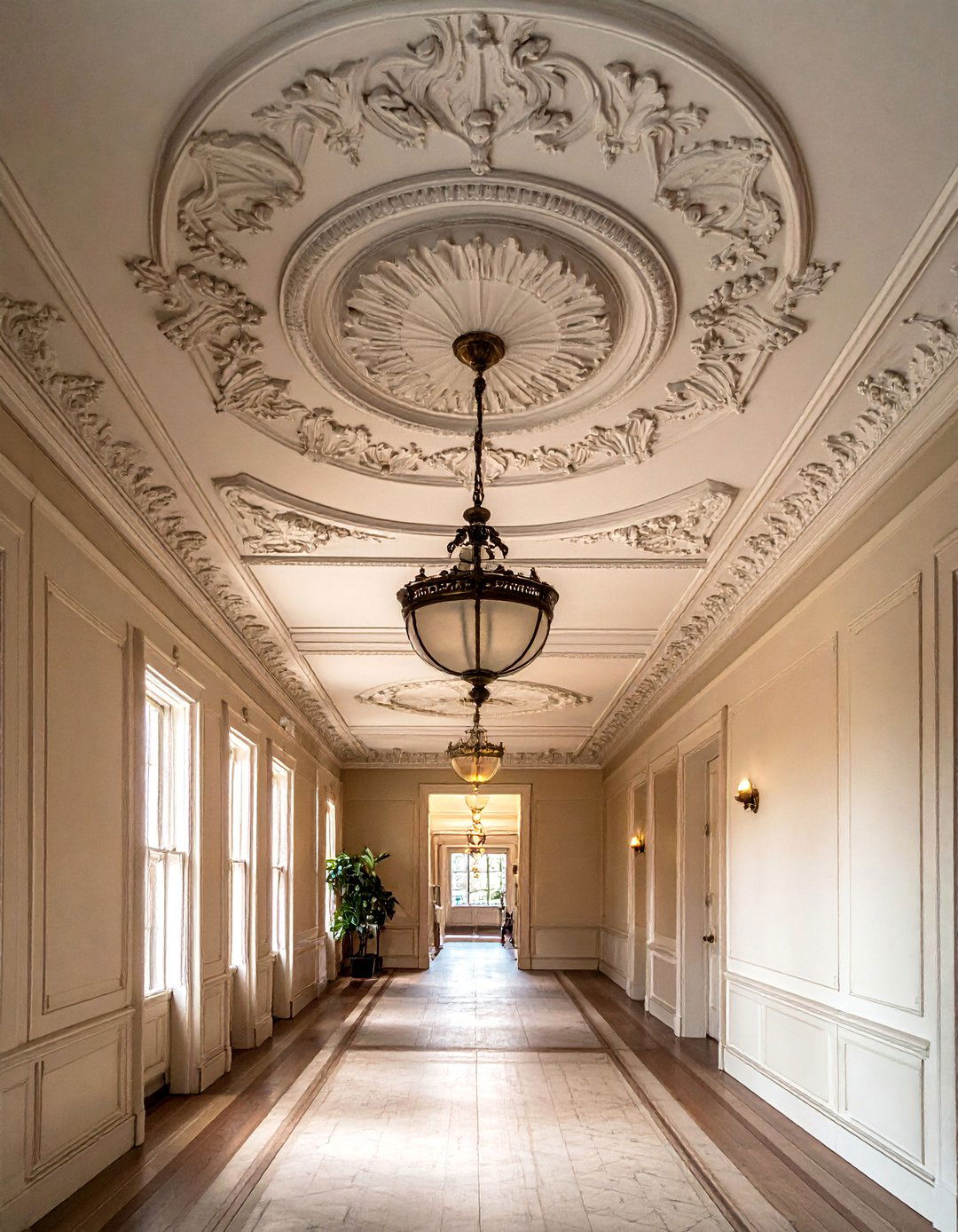 Victorian Hallway with an Elaborate Ceiling Rose - 20 Victorian Hallway Ideas for Timeless Elegance