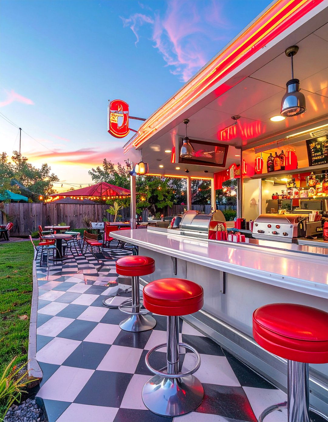 Vintage Americana BBQ Diner - 40 Amazing BBQ Area Ideas for Outdoor Living