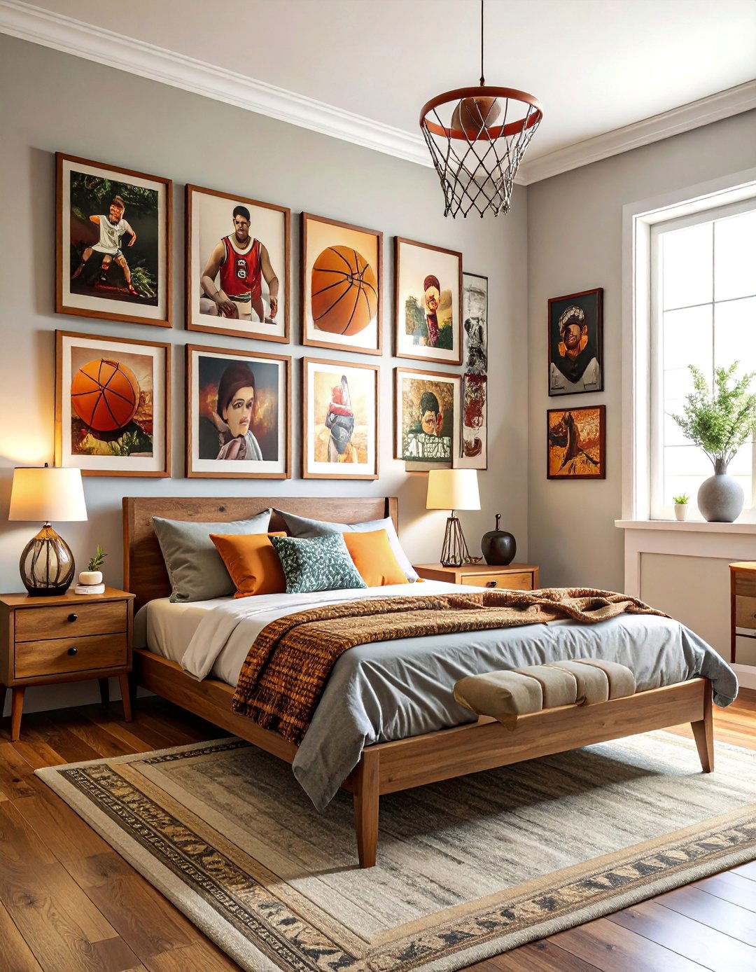 Vintage Basketball Poster Gallery Wall - 25 Basketball Room Decor Ideas for Sports Enthusiasts