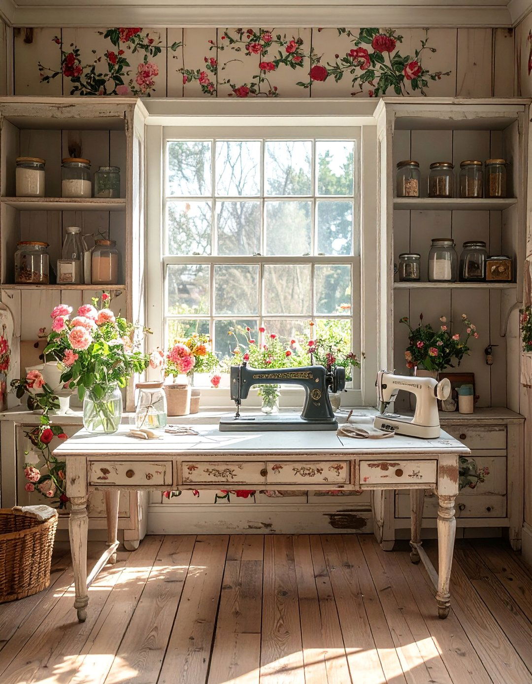 Vintage Cottage Workspace - 15 Sewing Room Ideas for Craft Enthusiasts