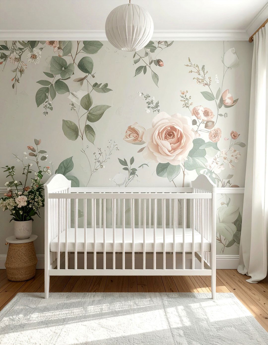 Vintage Floral Wallpaper Accent - 25 Vintage Nursery Ideas for a Timeless Baby Room