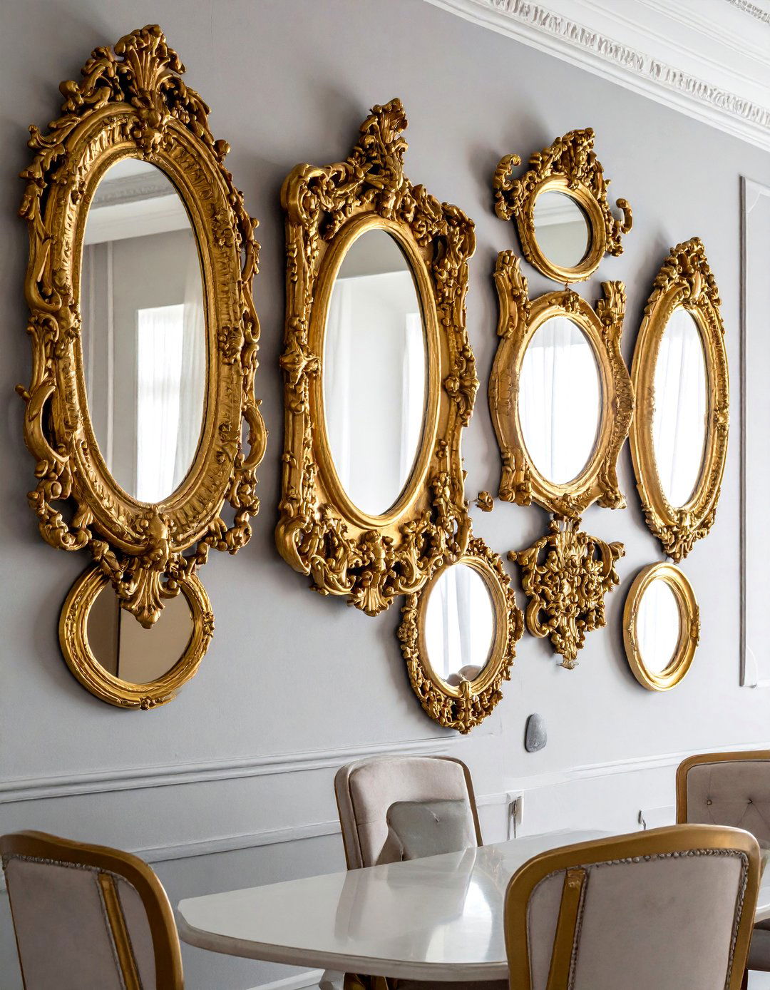 Vintage Gold Frame Collection - 30 Mirror Gallery Wall Ideas to Elevate Your Decor