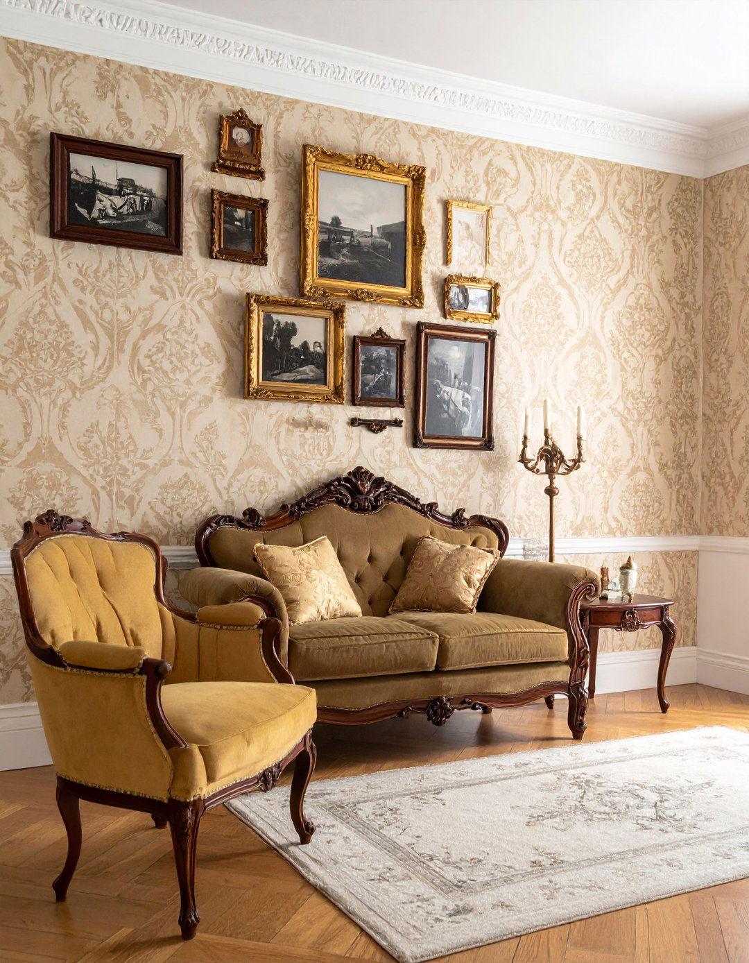 Vintage Inspired Photo Wall - 40 Photo Wall Ideas to Personalize Your Living Space