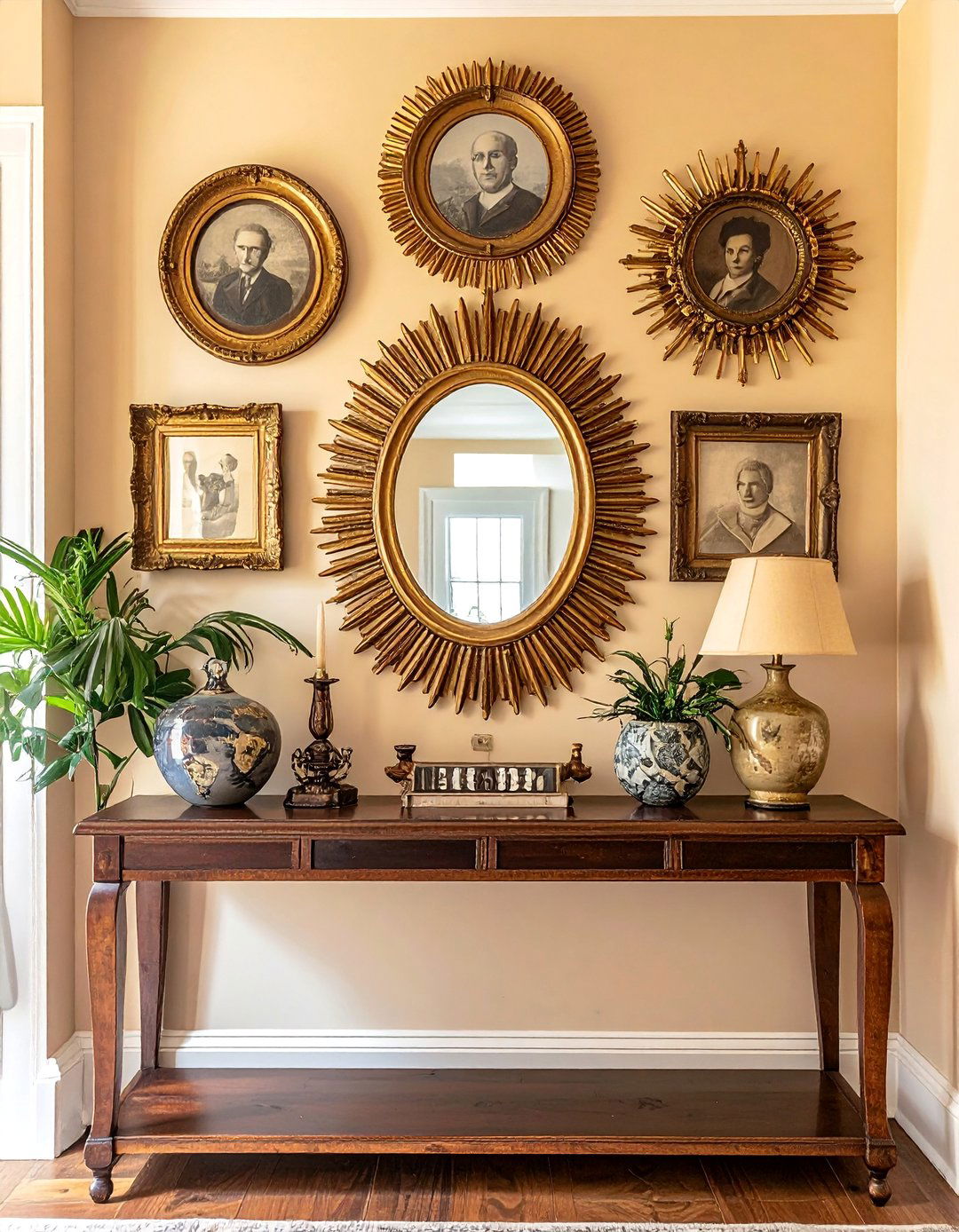 Vintage Mirrors and Portraits Gallery Wall - 25 Eclectic Gallery Wall Ideas for Artistic Homes