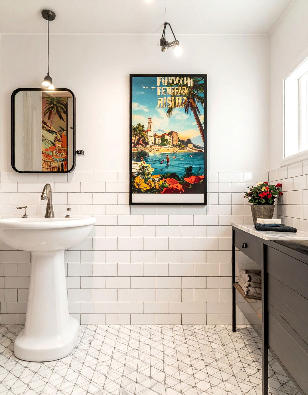 Vintage Poster Bathroom Art - 25 Bathroom Art Ideas to Enhance Your Space's Aesthetic