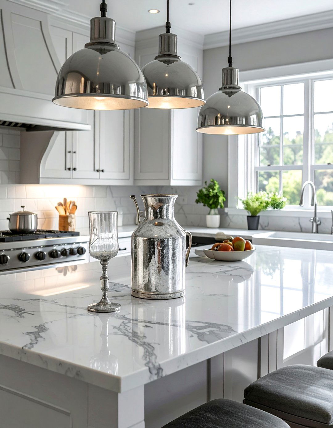 Vintage Silver Mercury Glass - 30 Mirrored Backsplash Kitchen Ideas for a Sleek Look