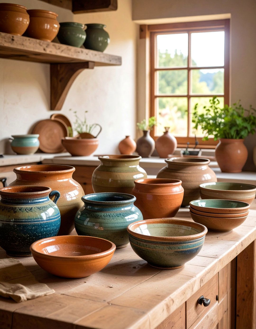 Vintage Stoneware Collections - 20 Primitive Kitchen Ideas for a Rustic and Cozy Feel