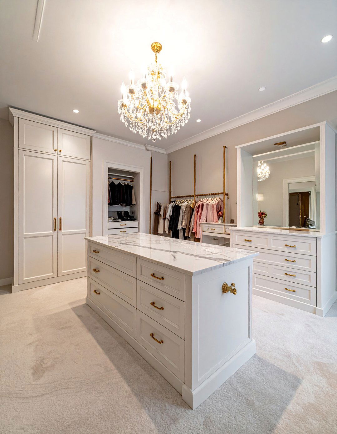 Walk In Island Storage System - 30 Dressing Room Ideas to Organize Your Space