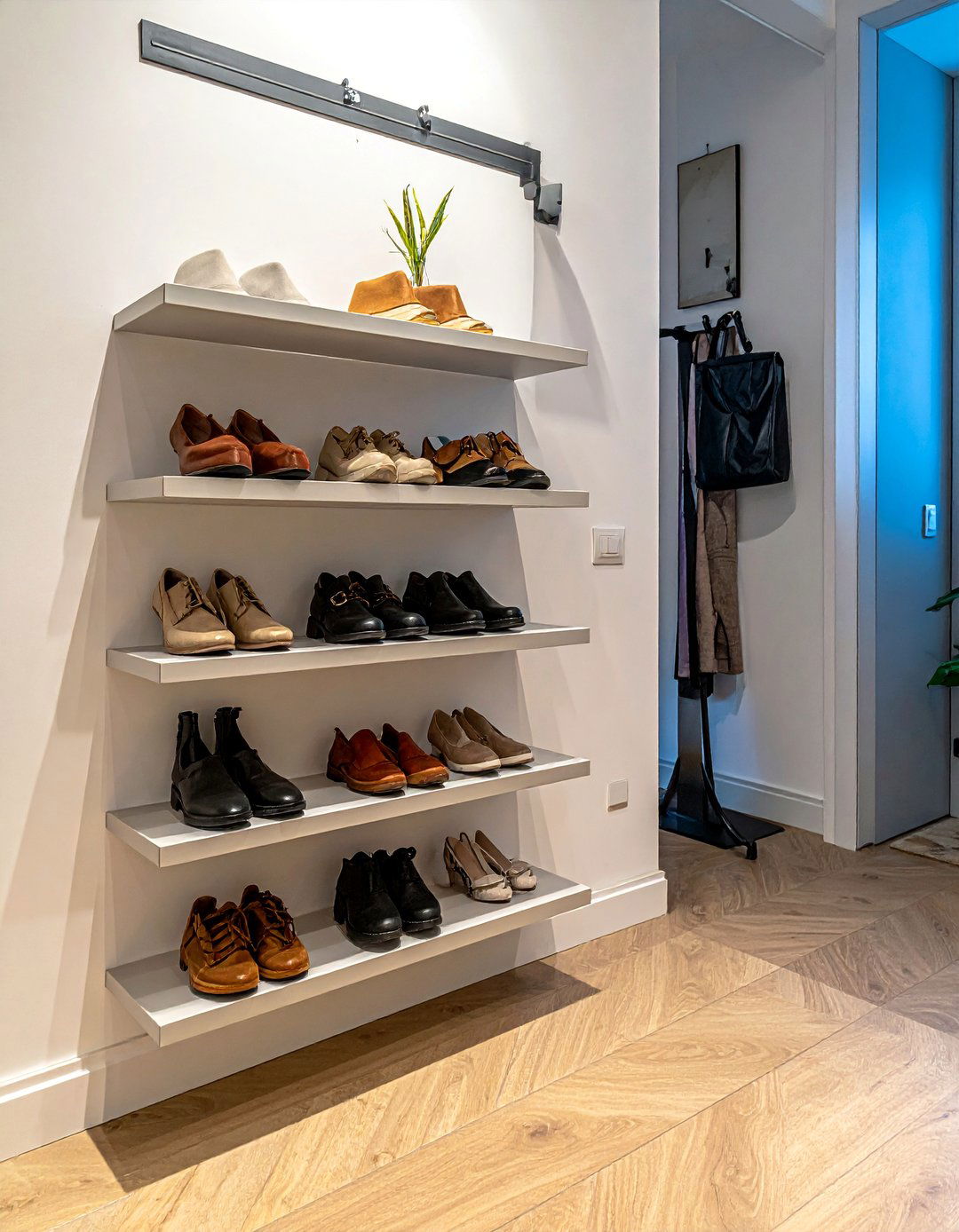 Wall Mounted Shoe Rack - 40 Small Entryway Ideas for Stylish First Impressions