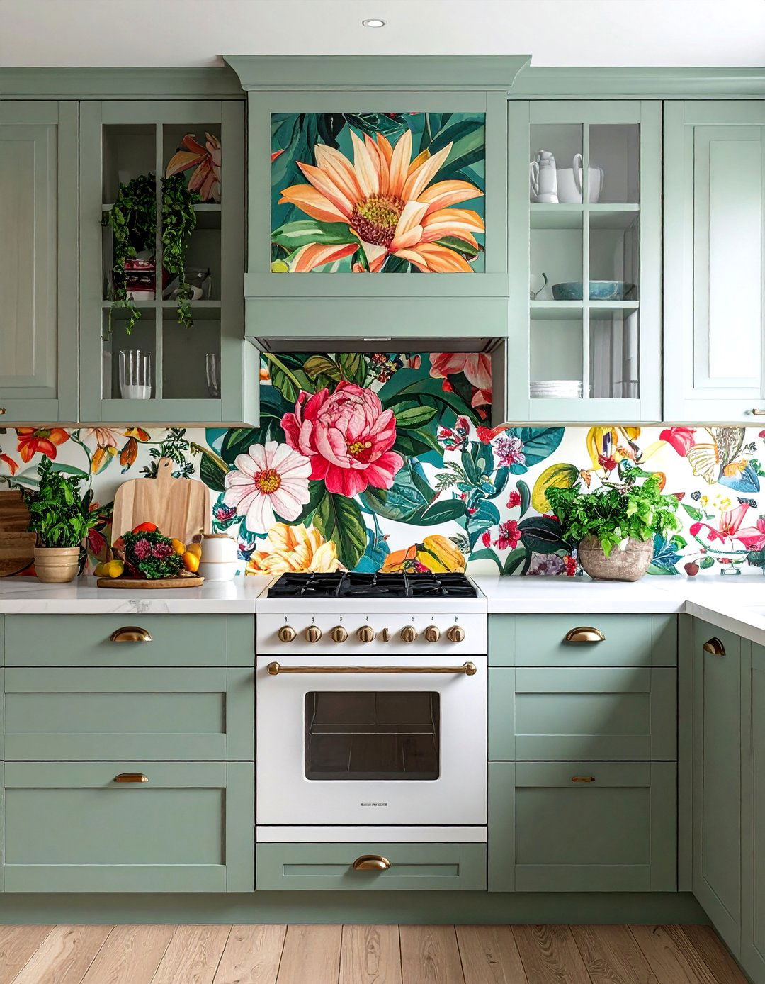 Wallpapered Kitchen Stove Alcove - 20 Kitchen Stove Alcove Ideas for a Cozy Cooking Nook