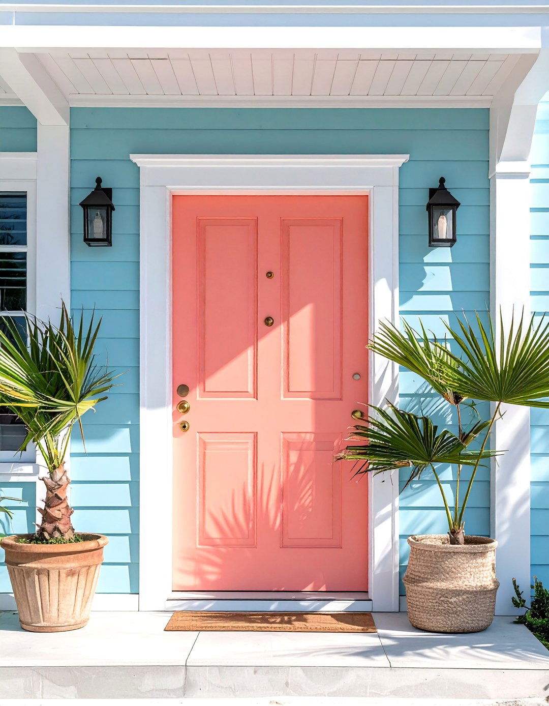 Warm Salmon Pink Front Door for a Coastal Vibe - 20 Pink Front Door Ideas for a Charming Entrance