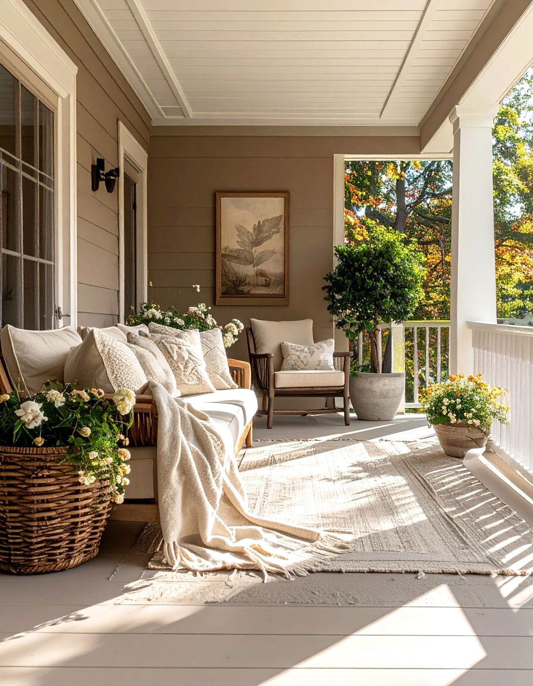 Warm Taupe Porch Floors - 20 Porch Paint Colors Ideas for a Welcoming Outdoor Space
