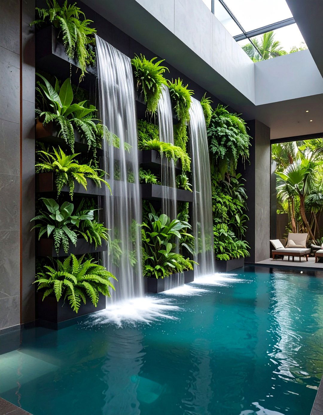 Water Feature Integrated Pool Planters - 30 Pool Planter Ideas for a Lush Backyard Oasis