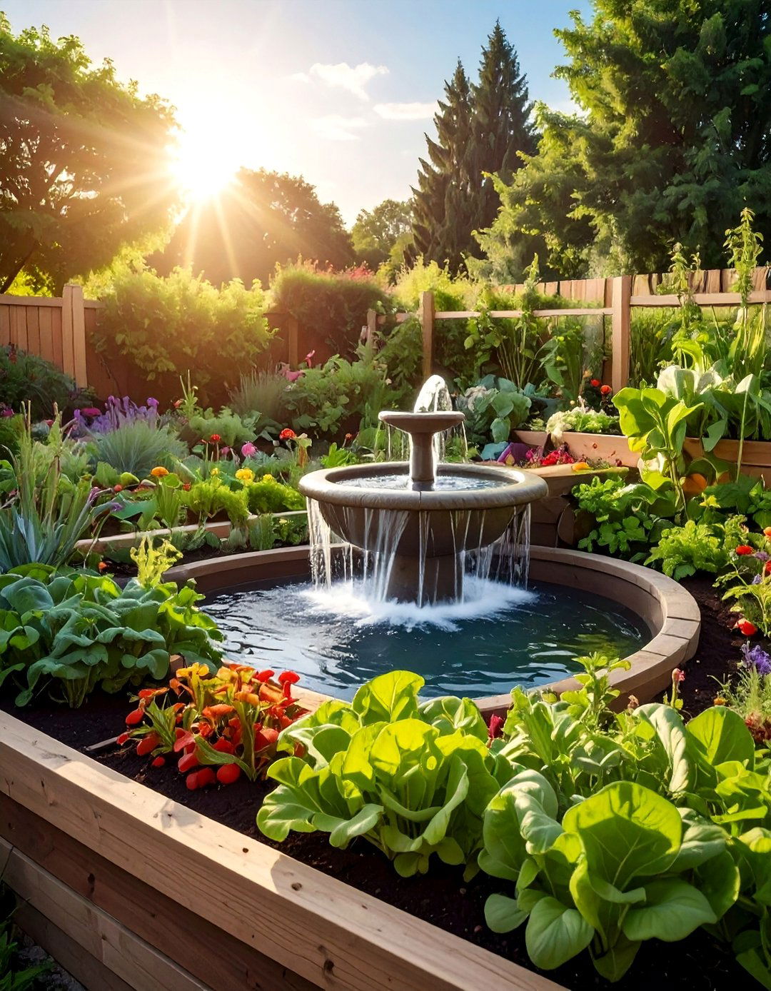 Water Feature Integration Design - 40 Raised Garden Bed Ideas for Your Vegetable Garden