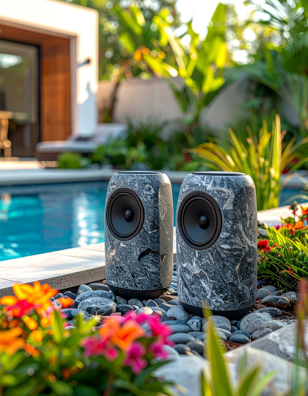 Water Resistant Bluetooth Speakers - 20 Pool Decor Ideas for a Refreshing Outdoor Oasis