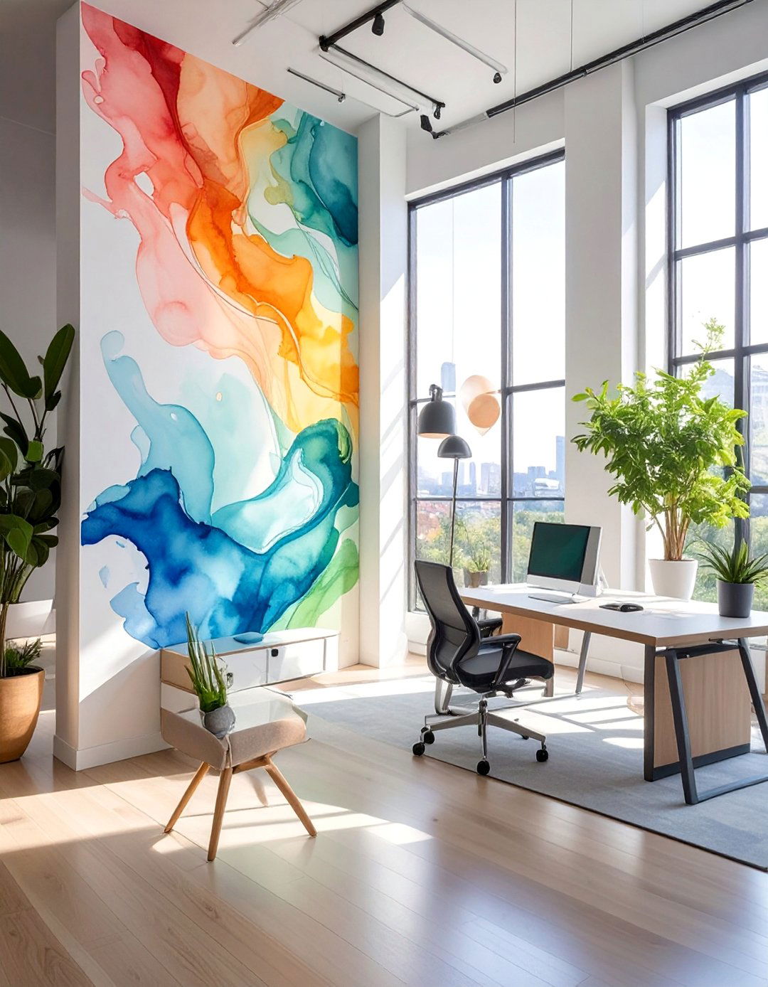 Watercolor Art Styles - 25 Office Wall Murals to Inspire Productivity and Creativity
