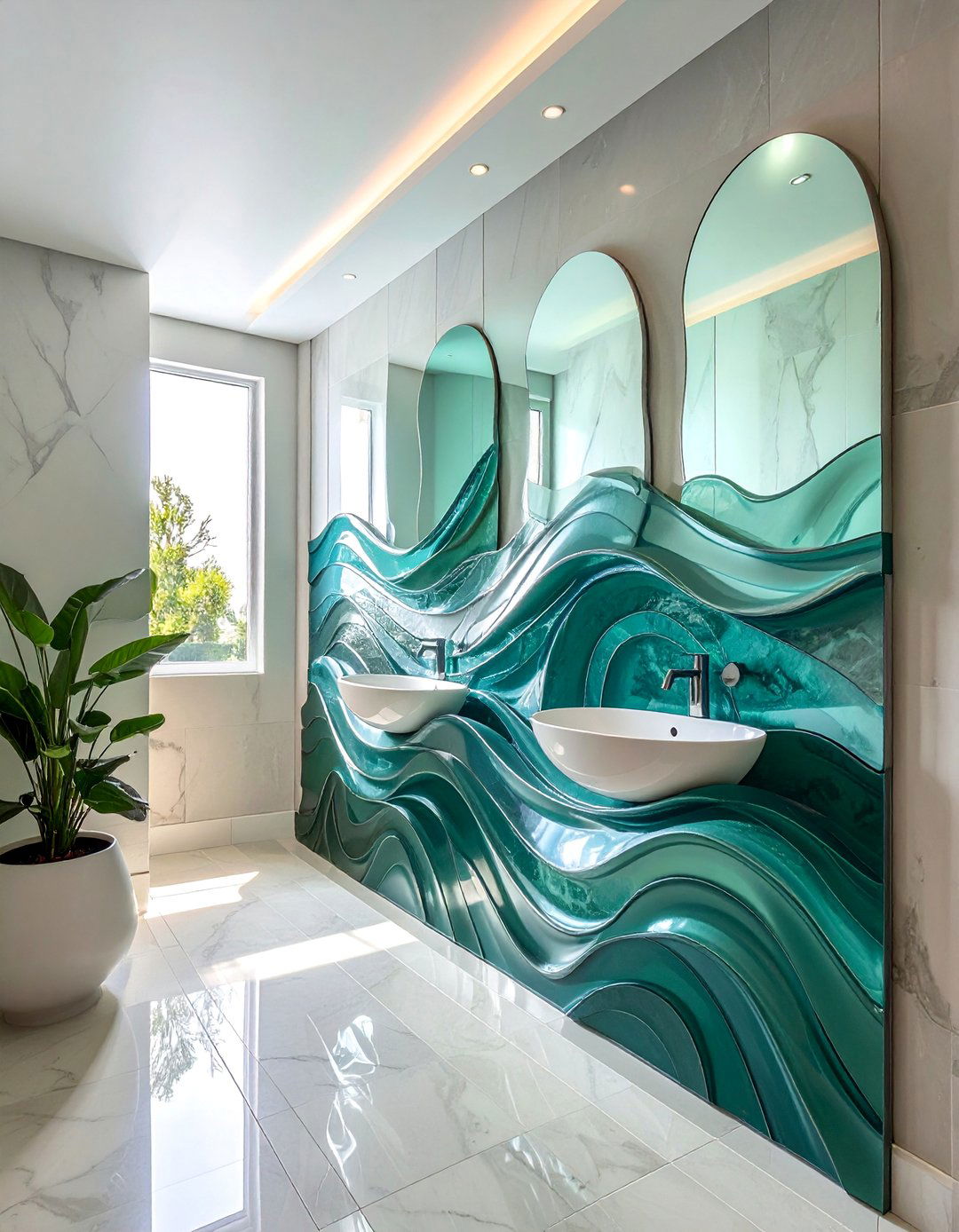 Wavy Edge Organic Display - 30 Mirror Gallery Wall Ideas to Elevate Your Decor