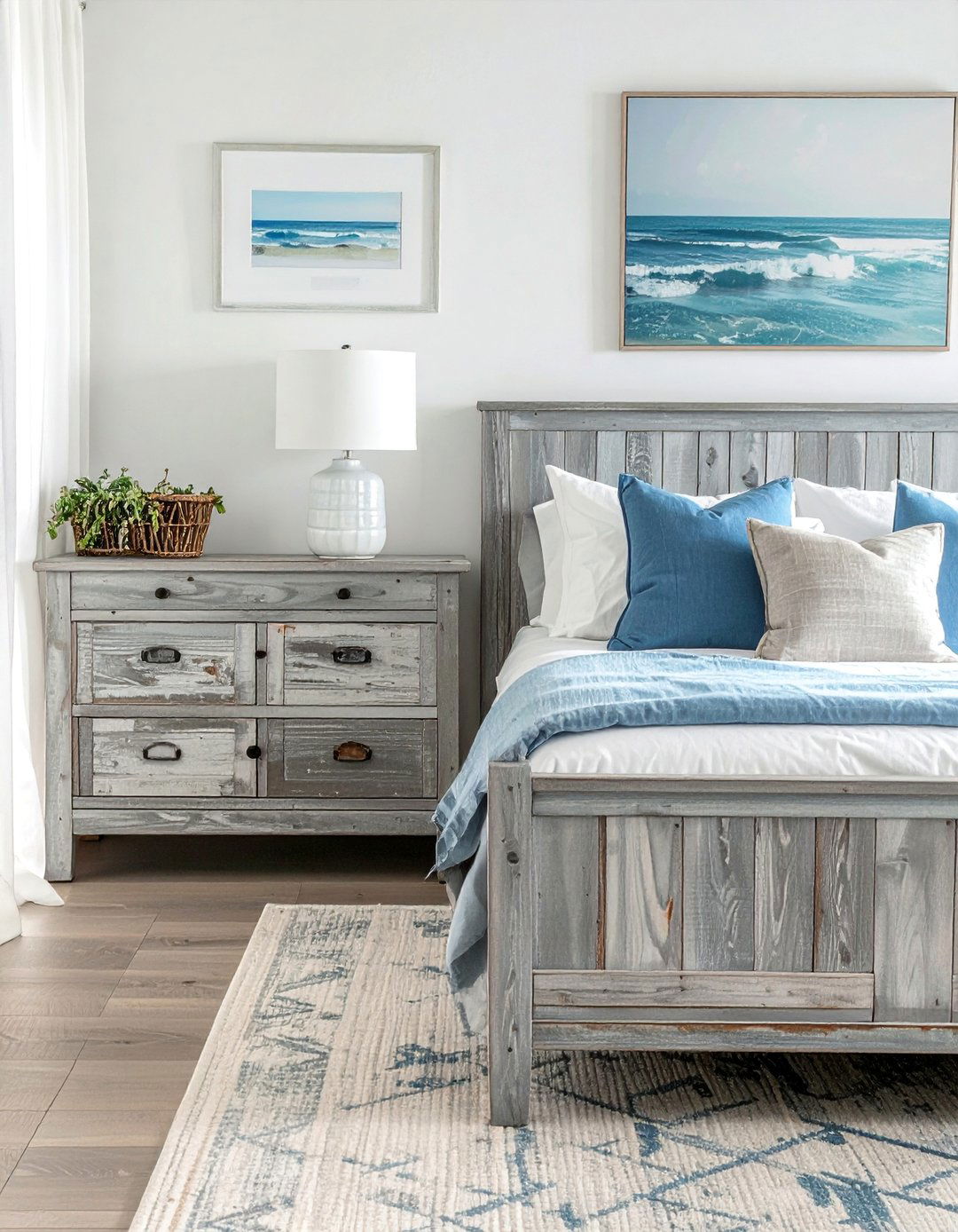 Weathered Wood Finishes in an Ocean themed Bedroom - 40 Ocean-themed Bedroom Ideas for a Serene Retreat
