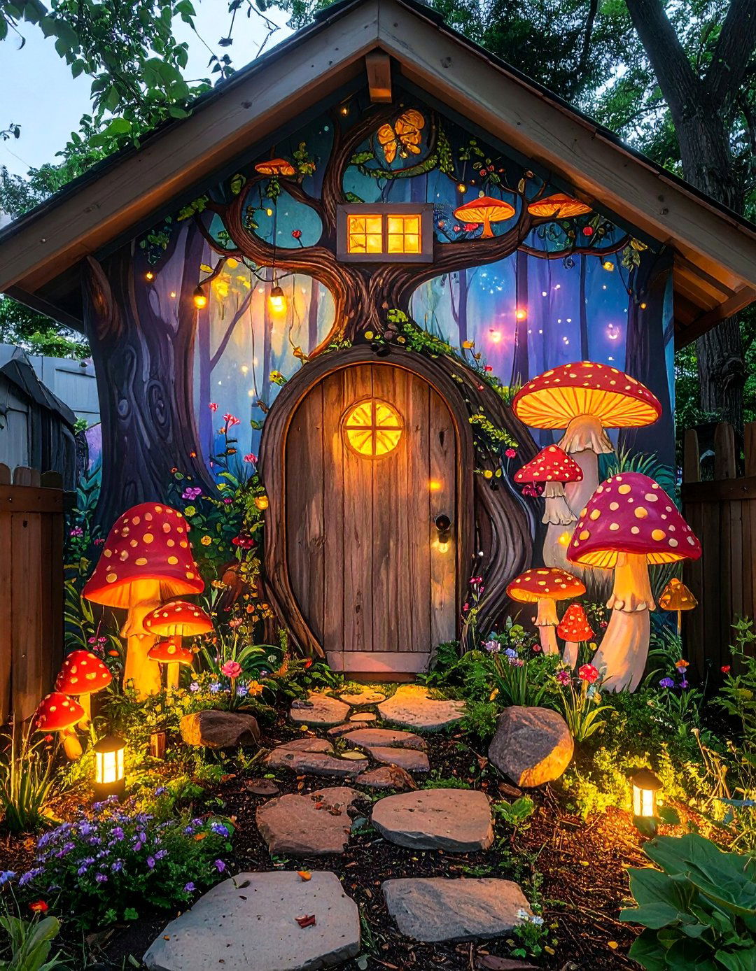 Whimsical Fairytale Forest Garden Mural - 30 Garden Mural Ideas to Brighten Your Outdoor Space