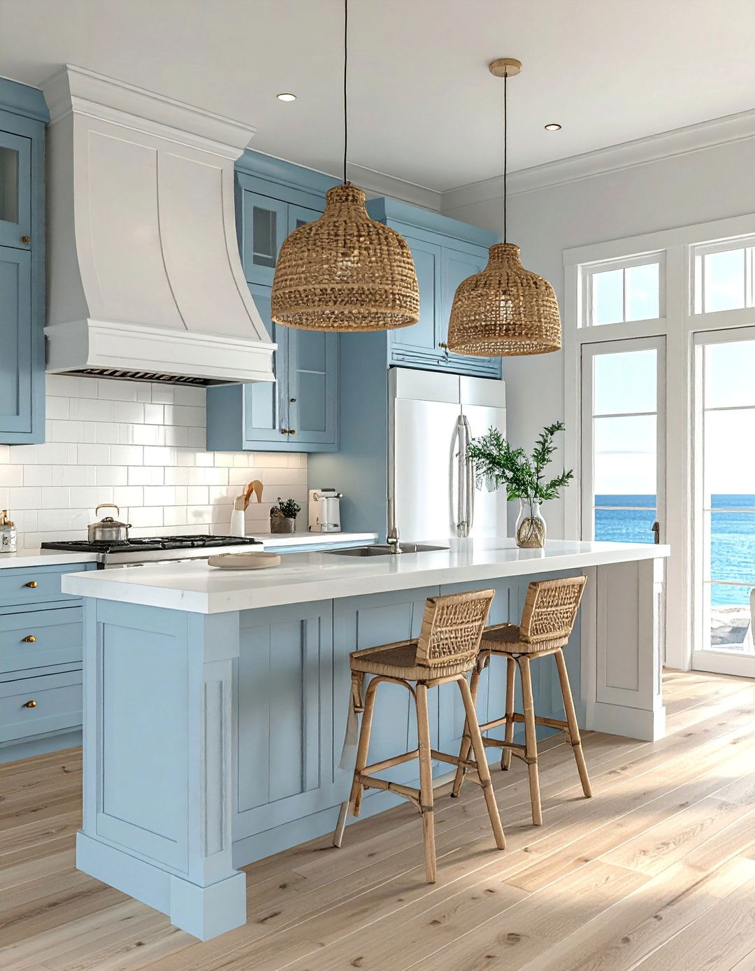 White Appliances in a Coastal Kitchen - 40 Kitchen With White Appliances Ideas for a Clean Look