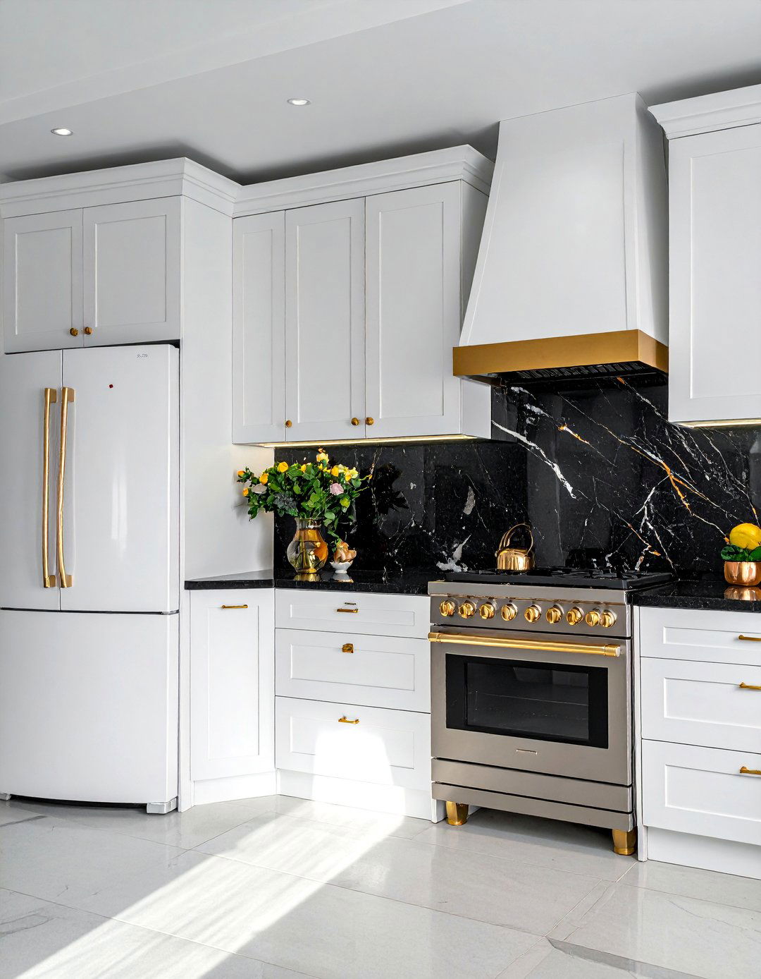White Appliances with Black Countertops - 40 Kitchen With White Appliances Ideas for a Clean Look