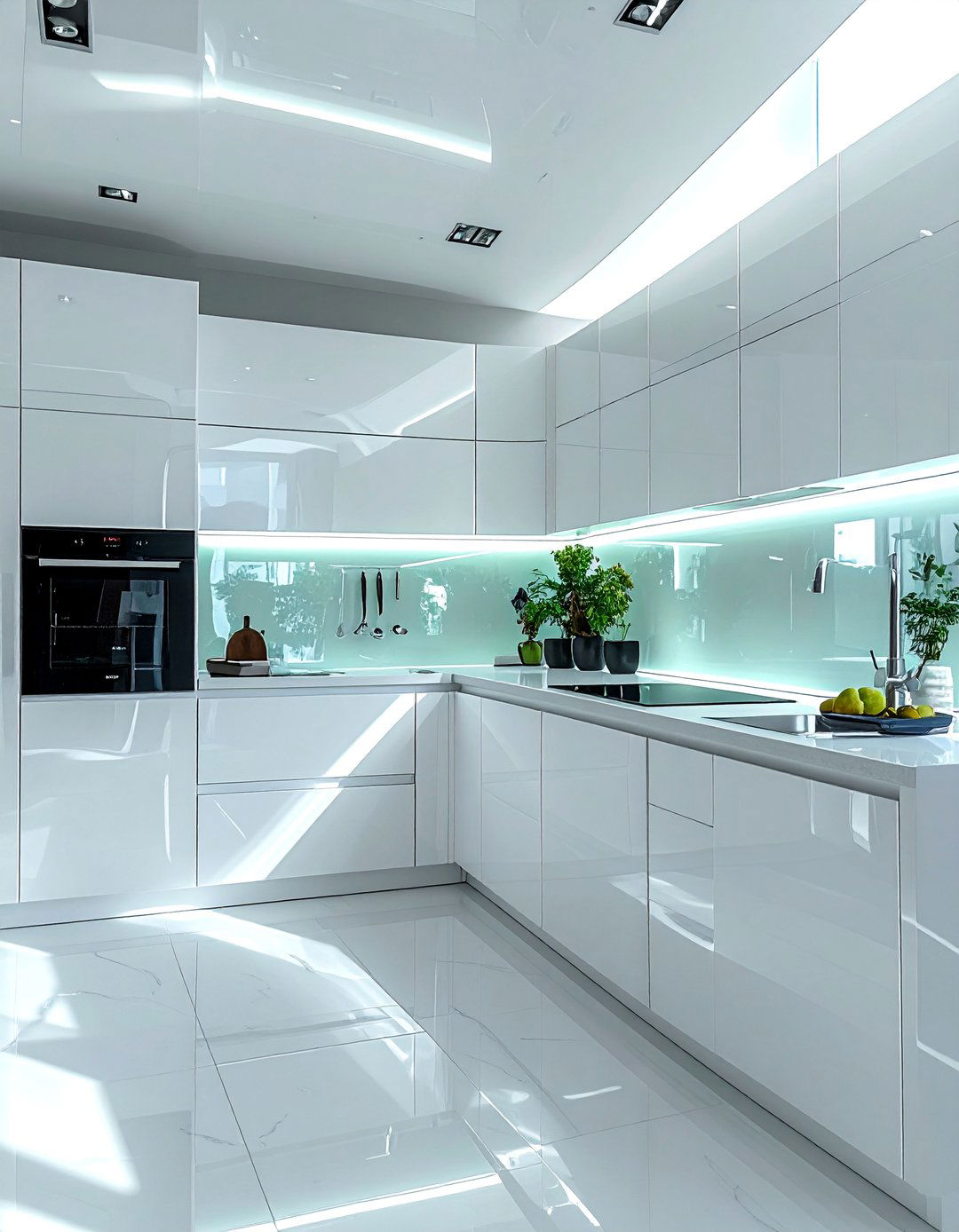 White Appliances with High Gloss Cabinets - 40 Kitchen With White Appliances Ideas for a Clean Look