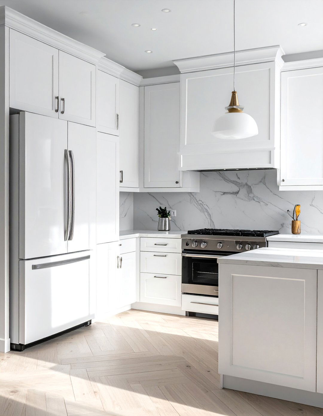 White Appliances with Paneled Cabinet Fronts - 40 Kitchen With White Appliances Ideas for a Clean Look