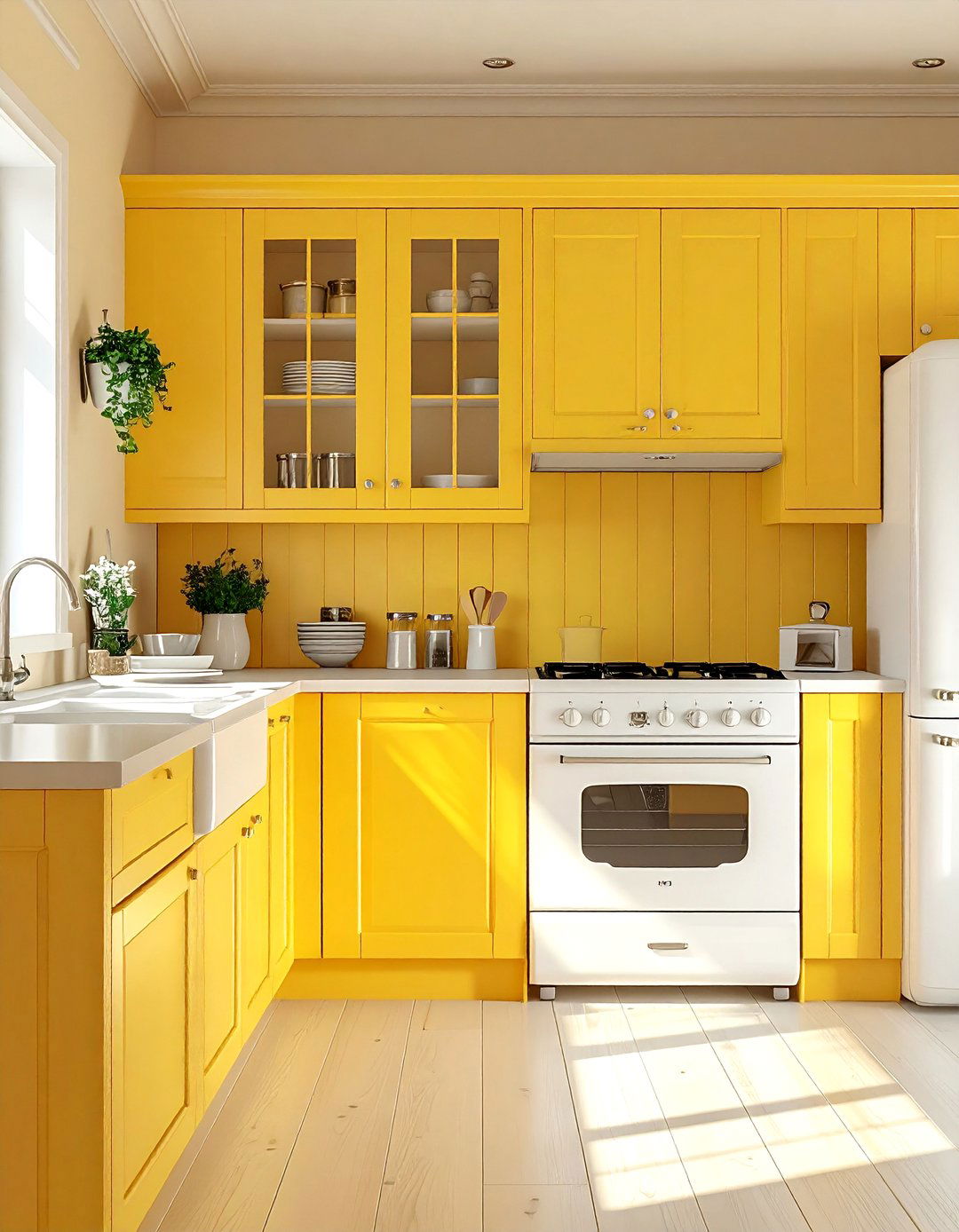 White Appliances with Pastel Cabinets - 40 Kitchen With White Appliances Ideas for a Clean Look