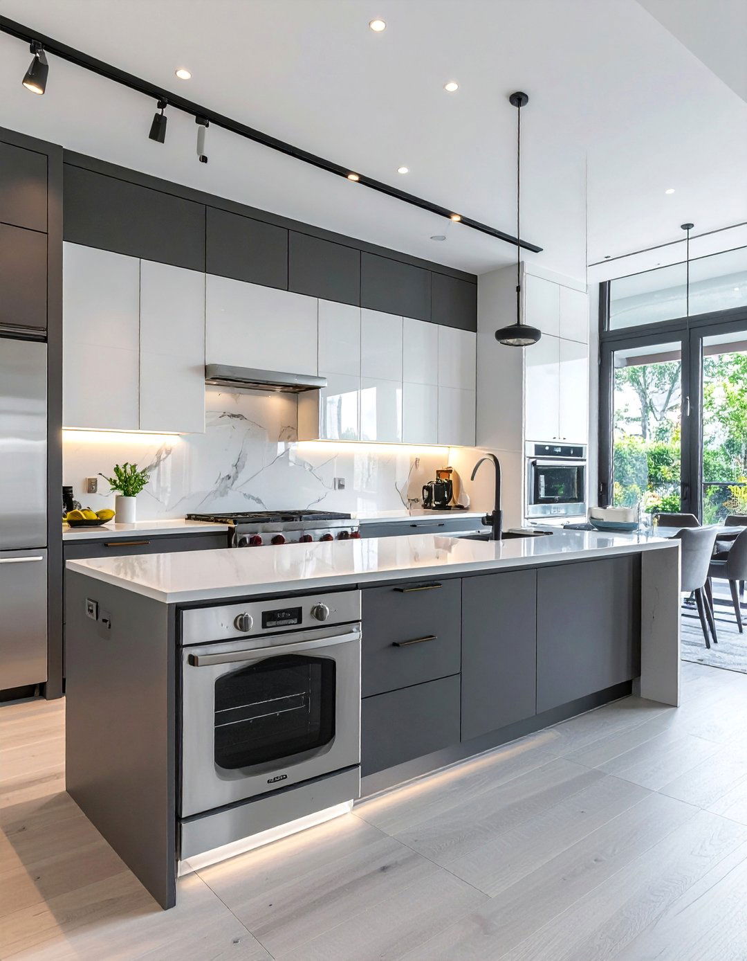 White Appliances with Two Tone Cabinets - 40 Kitchen With White Appliances Ideas for a Clean Look