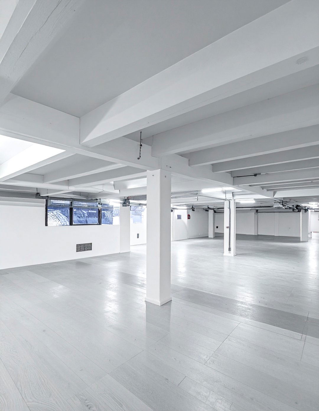 White Exposed Beam Treatment - 25 Exposed Basement Ceiling Ideas for Industrial Style