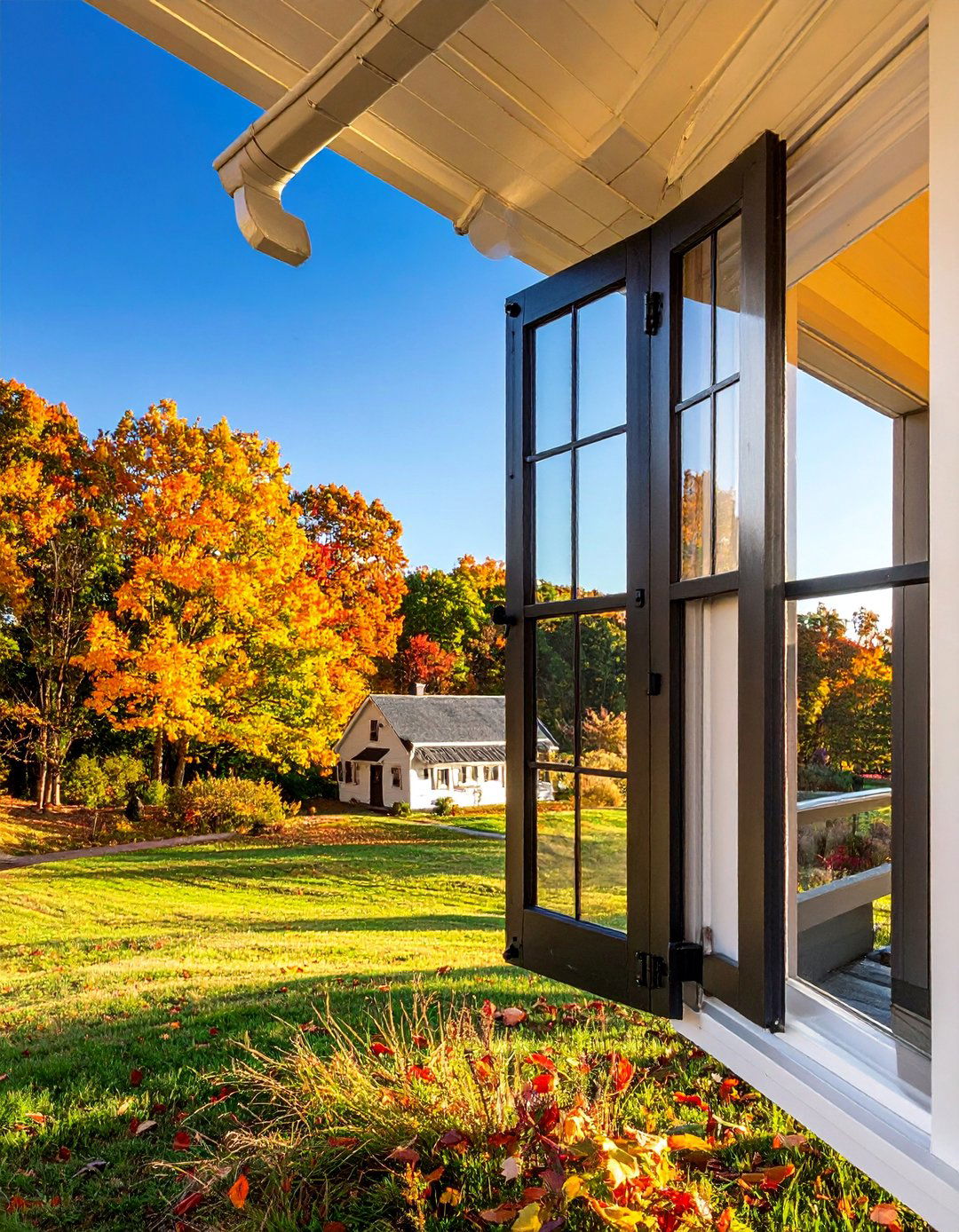 White Farmhouse with Black Casement Windows - 25 White Farmhouse With Black Windows Ideas